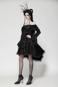 Elegant Gothic Cross Embroidered Velvet Dress DW1037