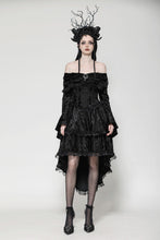 Load image into Gallery viewer, Elegant Gothic Cross Embroidered Velvet Dress DW1037