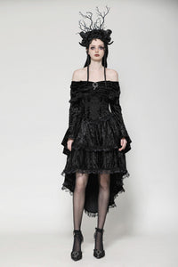Elegant Gothic Cross Embroidered Velvet Dress DW1037