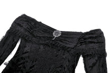 Load image into Gallery viewer, Elegant Gothic Cross Embroidered Velvet Dress DW1037