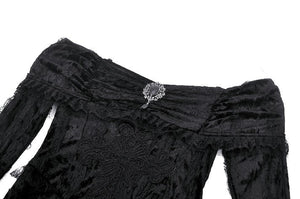Elegant Gothic Cross Embroidered Velvet Dress DW1037