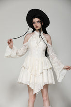 Load image into Gallery viewer, Beige steampunk off-shoulder sexy dress DW1039