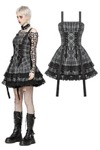 Load image into Gallery viewer, Punk Grey Plaid Metal Studded Dress DW1051