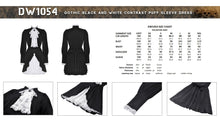 Load image into Gallery viewer, Gothic black and white contrast puff sleeve dress DW1054