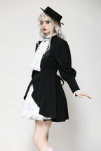 Load image into Gallery viewer, Gothic black and white contrast puff sleeve dress DW1054
