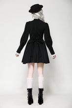 Load image into Gallery viewer, Gothic black and white contrast puff sleeve dress DW1054