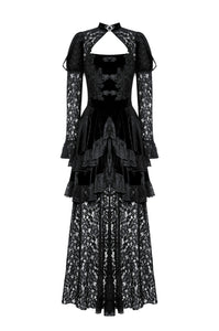 Romantic Gothic Velvet and Lace Princess Dress DW1055