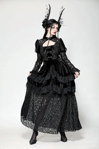 Romantic Gothic Velvet and Lace Princess Dress DW1055