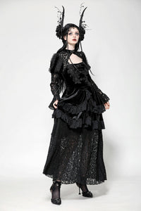 Romantic Gothic Velvet and Lace Princess Dress DW1055