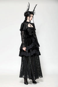 Romantic Gothic Velvet and Lace Princess Dress DW1055