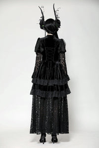 Romantic Gothic Velvet and Lace Princess Dress DW1055
