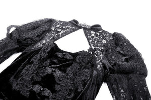 Romantic Gothic Velvet and Lace Princess Dress DW1055