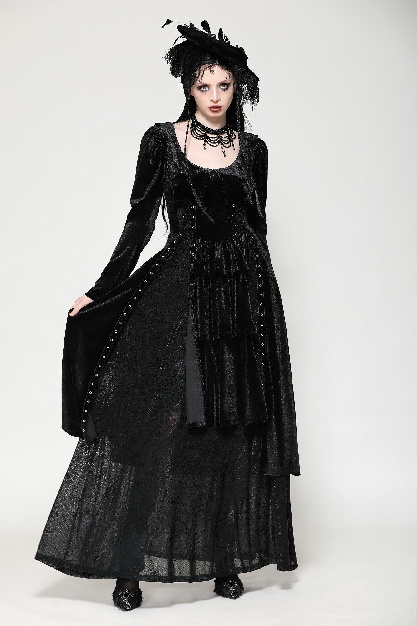 Elegant gothic batwing deep u-neck dress DW1057 XXL Elegant gothic batwing deep u-neck dress DW1057 XXL