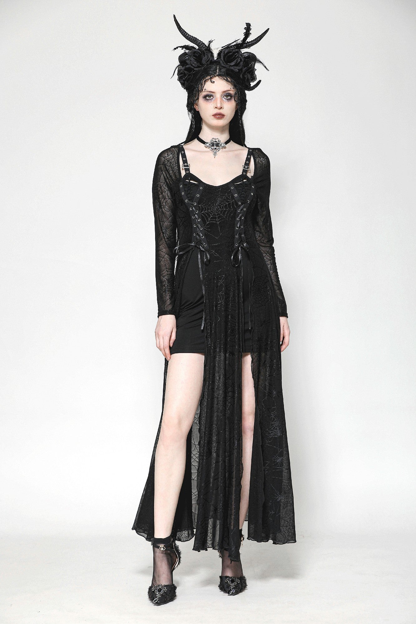 The Gothic Elegant Spider Long Dress DW1061 XS The Gothic Elegant Spider Long Dress DW1061 XS