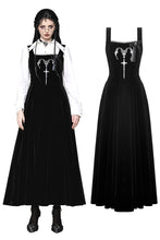 Load image into Gallery viewer, Black Velvet Horn Embroidery Maxi Dress DW1062