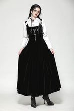 Load image into Gallery viewer, Black Velvet Horn Embroidery Maxi Dress DW1062
