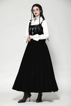 Load image into Gallery viewer, Black Velvet Horn Embroidery Maxi Dress DW1062
