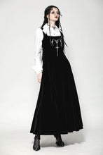 Load image into Gallery viewer, Black Velvet Horn Embroidery Maxi Dress DW1062