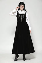 Load image into Gallery viewer, Black Velvet Horn Embroidery Maxi Dress DW1062