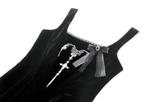 Load image into Gallery viewer, Black Velvet Horn Embroidery Maxi Dress DW1062
