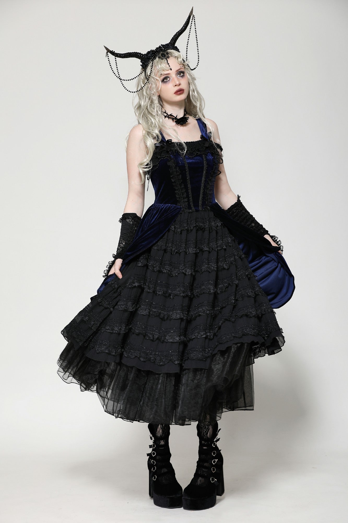 Indigo gothic lolita party doll dress DW1065 XS Indigo gothic lolita party doll dress DW1065 XS