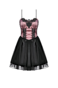 Gothic Lolita Pink Satin Layered Tulle Mini Dress DW1070