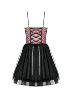 Load image into Gallery viewer, Gothic Lolita Pink Satin Layered Tulle Mini Dress DW1070