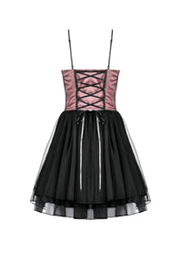 Gothic Lolita Pink Satin Layered Tulle Mini Dress DW1070