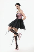 Load image into Gallery viewer, Gothic Lolita Pink Satin Layered Tulle Mini Dress DW1070