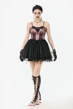 Load image into Gallery viewer, Gothic Lolita Pink Satin Layered Tulle Mini Dress DW1070