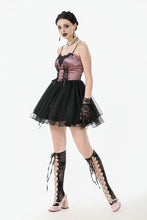 Load image into Gallery viewer, Gothic Lolita Pink Satin Layered Tulle Mini Dress DW1070