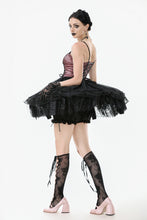 Load image into Gallery viewer, Gothic Lolita Pink Satin Layered Tulle Mini Dress DW1070