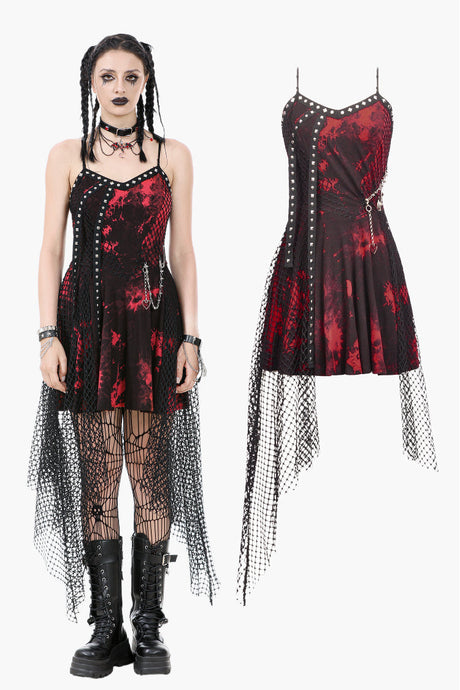 Bloodstained Abyss · Punk Asymmetrical Slip Dress DW1072