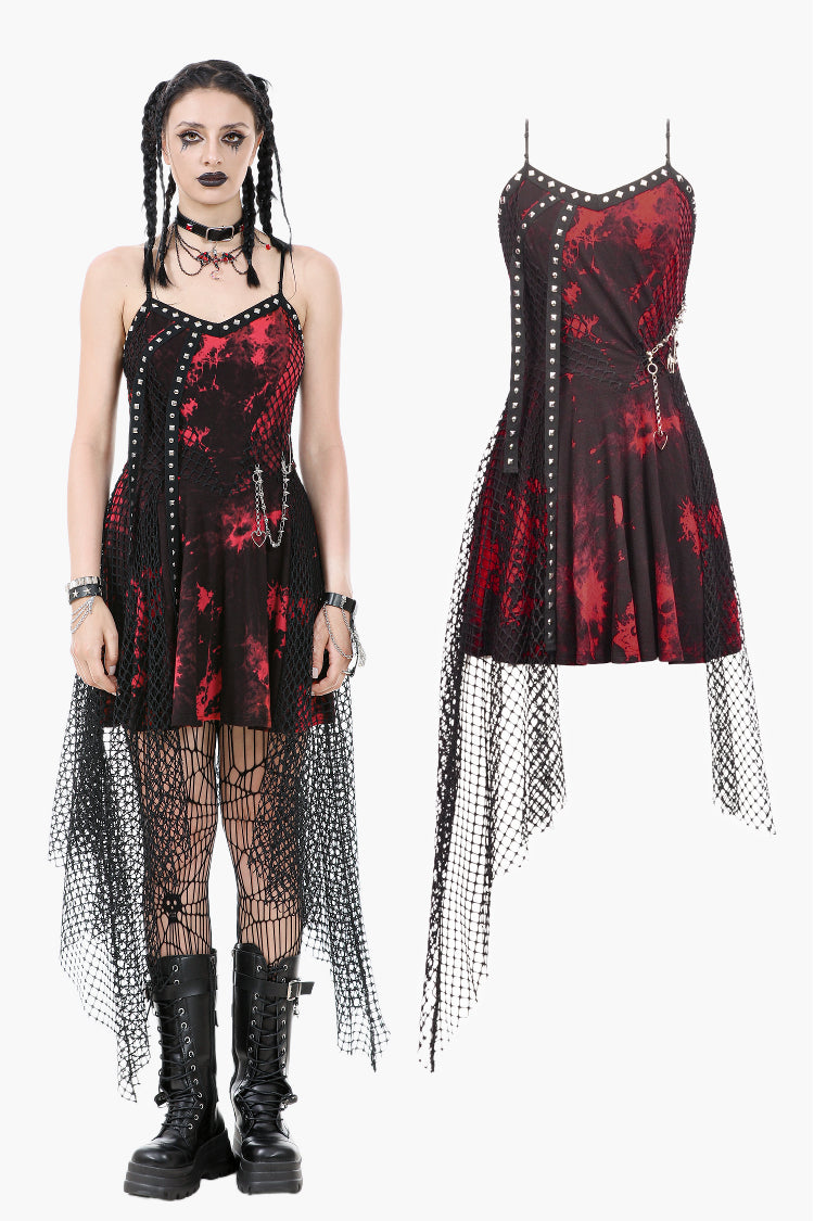Bloodstained Abyss · Punk Asymmetrical Slip Dress DW1072