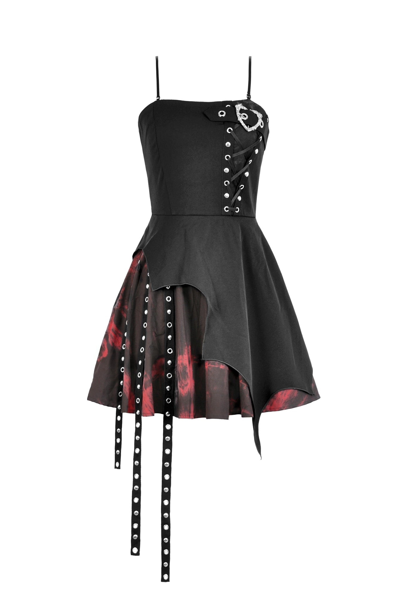 Black and Red Tie-Dye Irregular Bat Hem Dress DW1076 DARK IN LOVE Black and Red Tie-Dye Irregular Bat Hem Dress DW1076 DARK IN LOVE