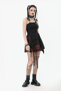 Black and Red Tie-Dye  Irregular Bat Hem Dress DW1076