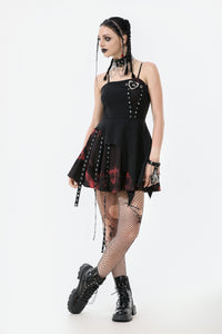 Black and Red Tie-Dye  Irregular Bat Hem Dress DW1076