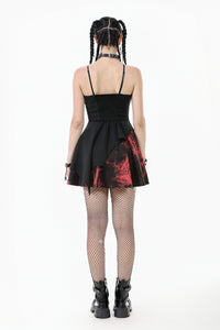 Black and Red Tie-Dye  Irregular Bat Hem Dress DW1076