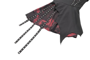 Black and Red Tie-Dye  Irregular Bat Hem Dress DW1076