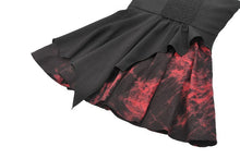 Load image into Gallery viewer, Black and Red Tie-Dye  Irregular Bat Hem Dress DW1076