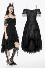 Load image into Gallery viewer, Gothic Black Lace Off-Shoulder High-Low Dress DW1077