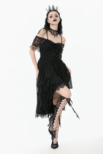 Load image into Gallery viewer, Gothic Black Lace Off-Shoulder High-Low Dress DW1077