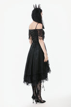 Load image into Gallery viewer, Gothic Black Lace Off-Shoulder High-Low Dress DW1077