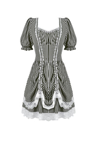 Midnight Masquerade – Noir Striped Circus Dress  DW1079