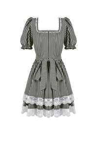 Midnight Masquerade – Noir Striped Circus Dress  DW1079