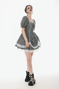 Midnight Masquerade – Noir Striped Circus Dress  DW1079
