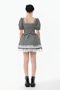 Midnight Masquerade – Noir Striped Circus Dress  DW1079
