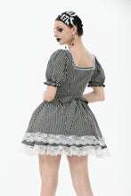 Load image into Gallery viewer, Midnight Masquerade – Noir Striped Circus Dress  DW1079