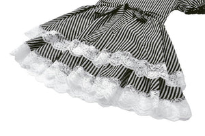 Midnight Masquerade – Noir Striped Circus Dress  DW1079