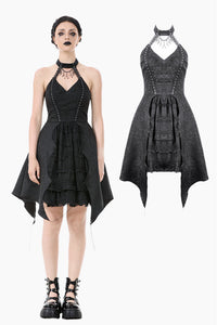 Nocturnal Empress – Gothic Batwing Hem Dress  DW1081